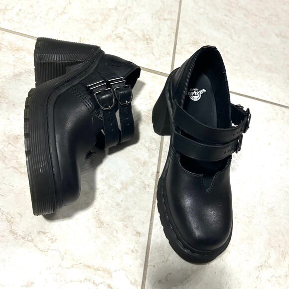 COPY - Dr. Martens EVIEE SENDAL LEATHER HEELED SHOES - Picture 5 of 12